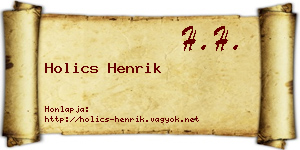 Holics Henrik névjegykártya